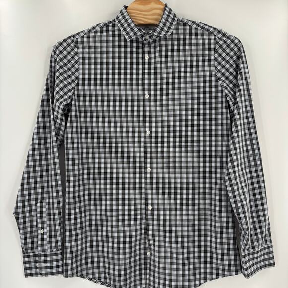 Mizzen & Main Leeward XLT Trim Fit Blue Black Long Sleeve Button Down Shirt - Picture 4 of 5